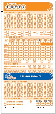 La nuova schedina del Lotto - fronte